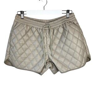 Dear John Clara Pleated Stitched Shorts Bone Vegan Leather NWT M